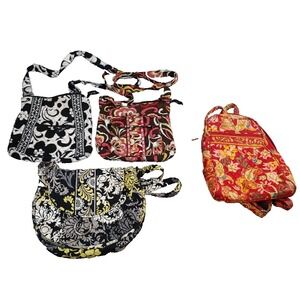 Vera Bradley Purse Lot of 3 + UNKNOWN Backpack FLAWS Crossbody Saddle Bag Floral